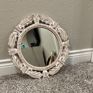 White and Tan Decorative Wall Mirror